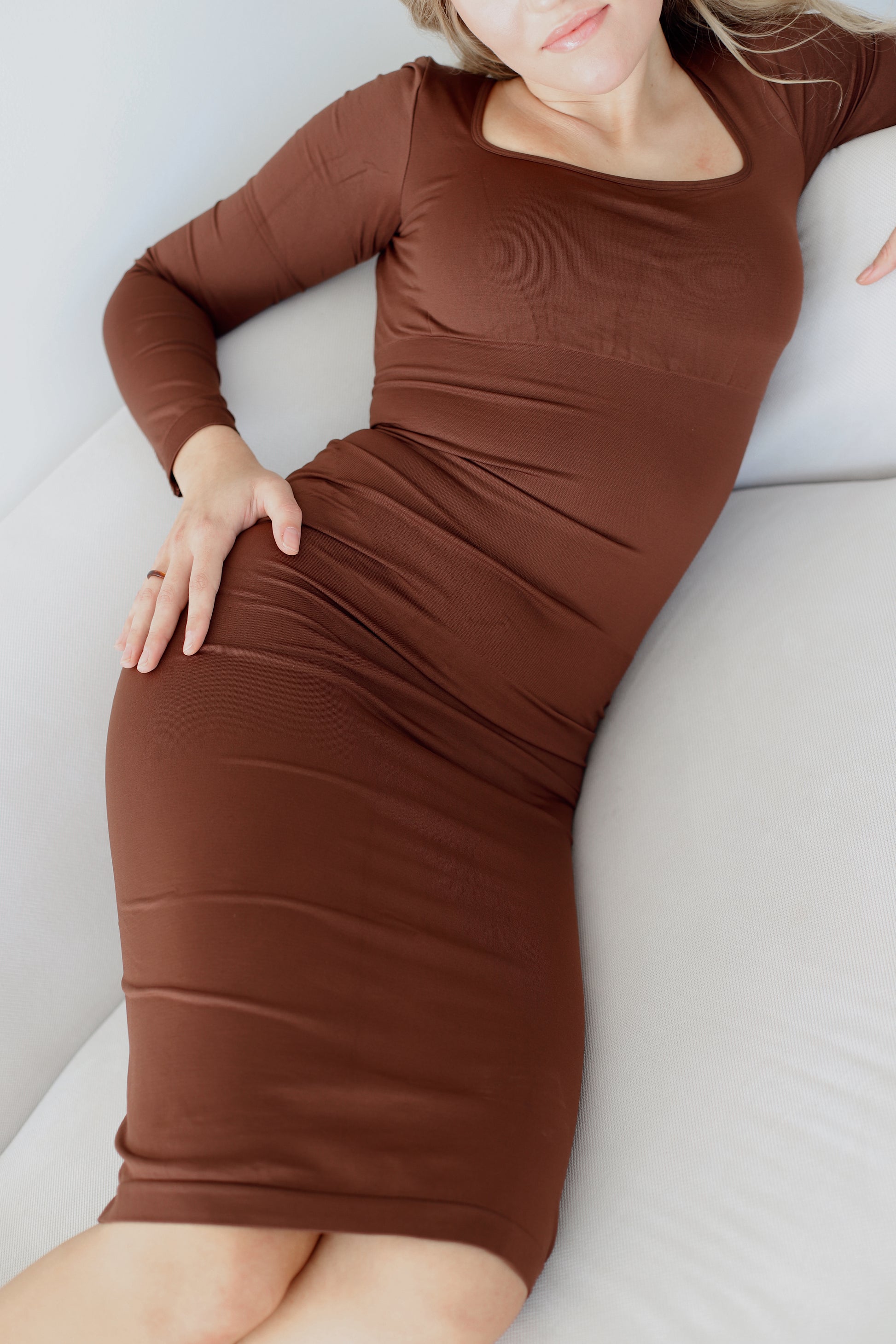 Midi Shapewear Dress with Long Sleeves Farabelle Midi Shapewear Dress with Long Sleeves Farabelle
